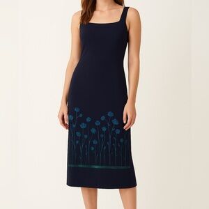 Vintage Rimini by Shaw Black Ombre Floral Midi Dress 90s Sheer Overlay Grunge